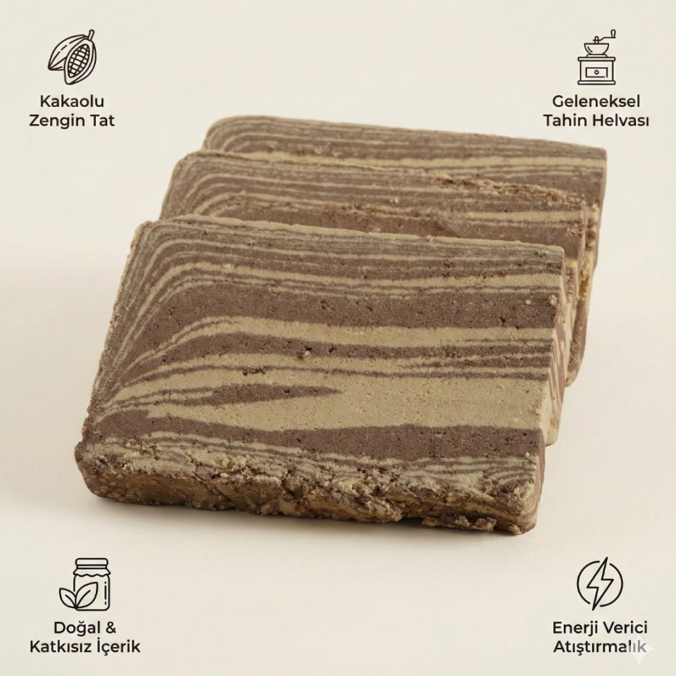 Kakaolu Tahin Helvası 1 Kg - Doğal Kakao ve Yerli Tahin Lezzeti