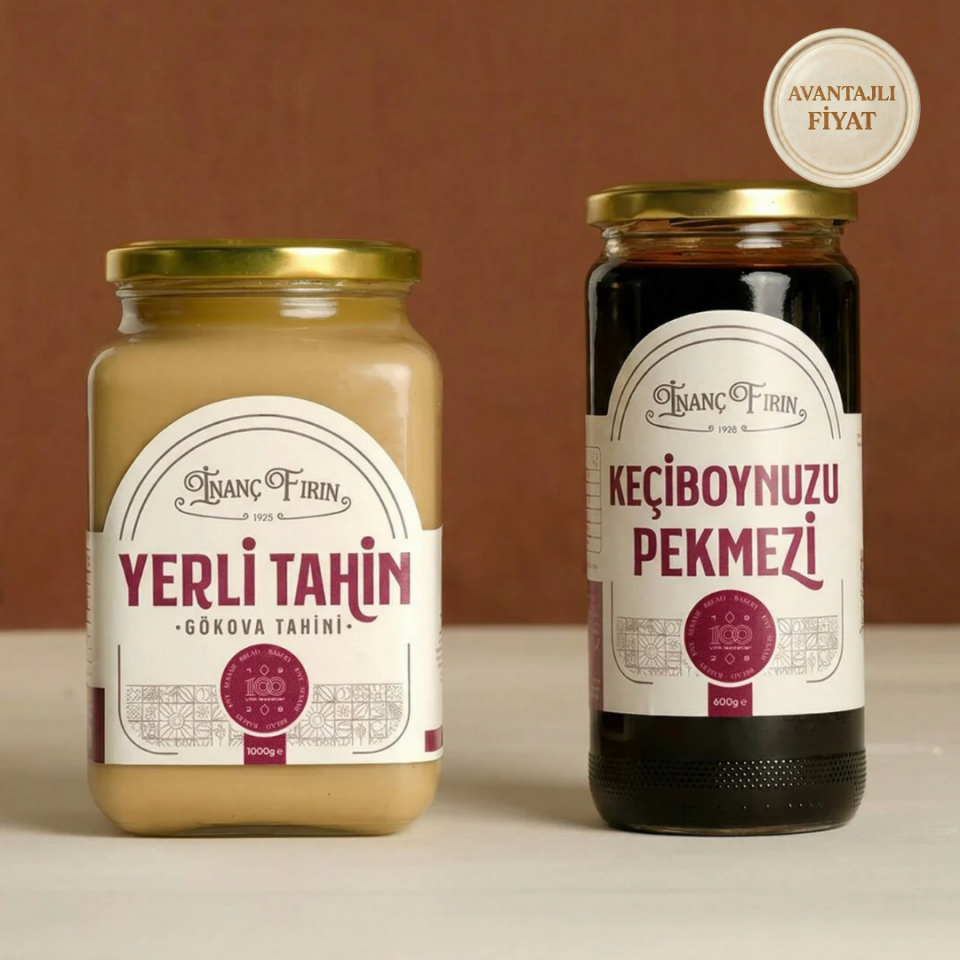1 Kg Yerli Tahin & 600 gr Keçi Boynuzu Pekmezi (Siyez Ekmeği Hediye)
