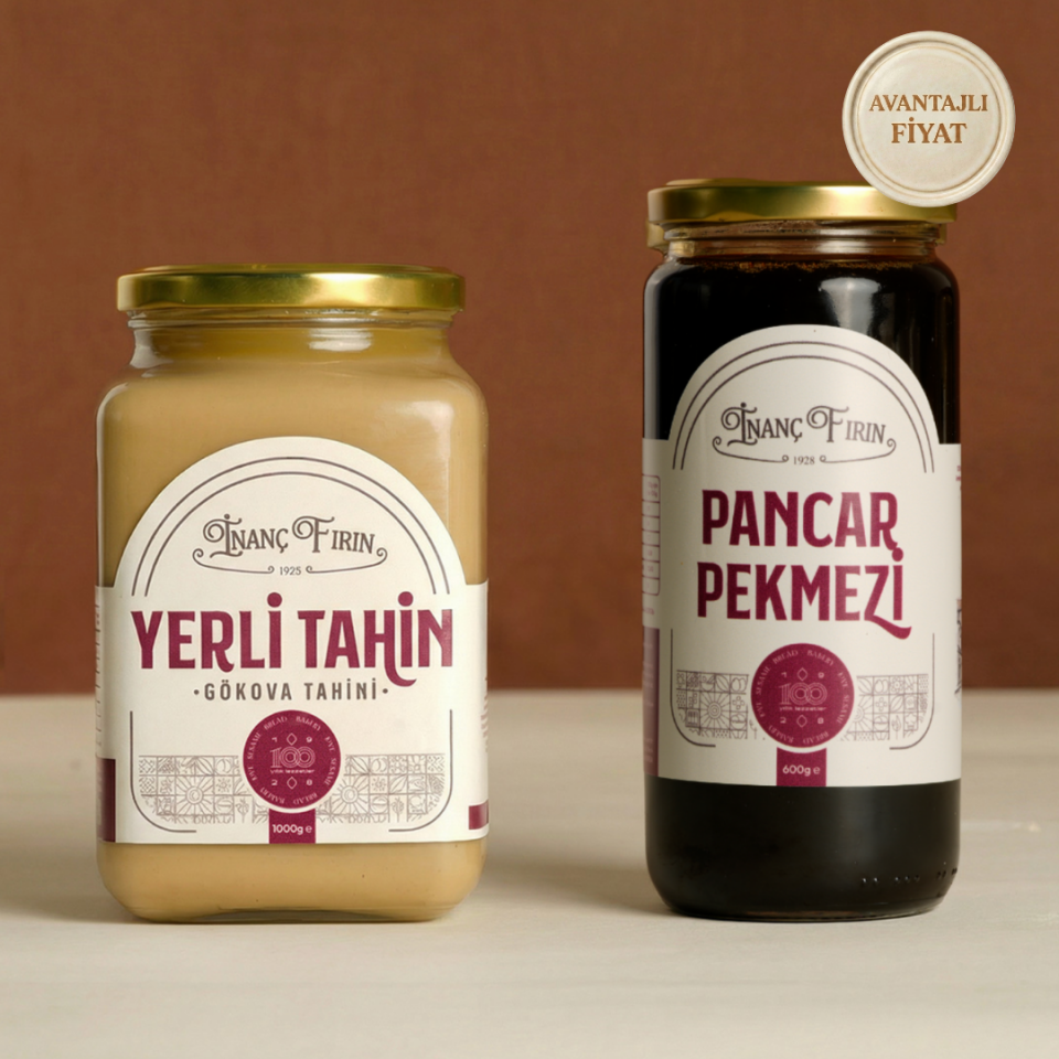Yöresel Kahvaltı Paketi: 1 Kg Yerli Tahin & 600 gr Pancar Pekmezi (Siyez Ekmeği Hediye)