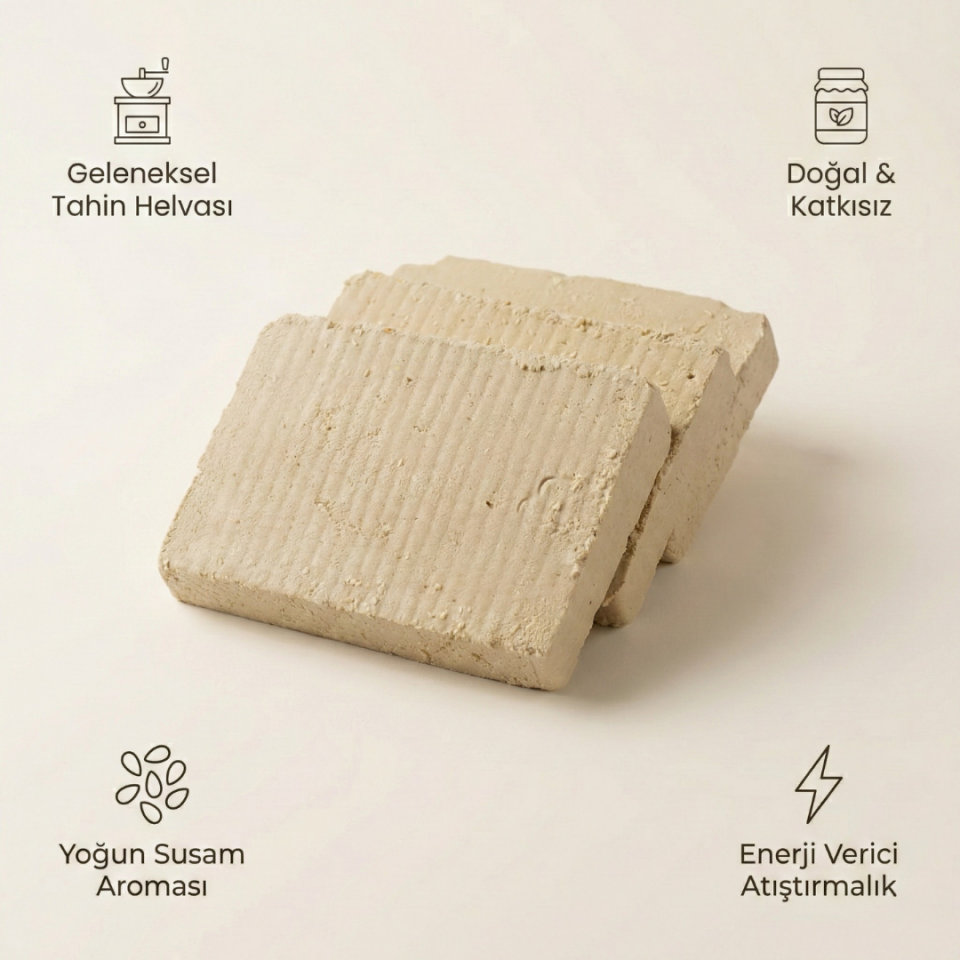 Sade Tahin Helvası 500 gr - %100 Pancar Şekeri ve Yerli Susam Tahini