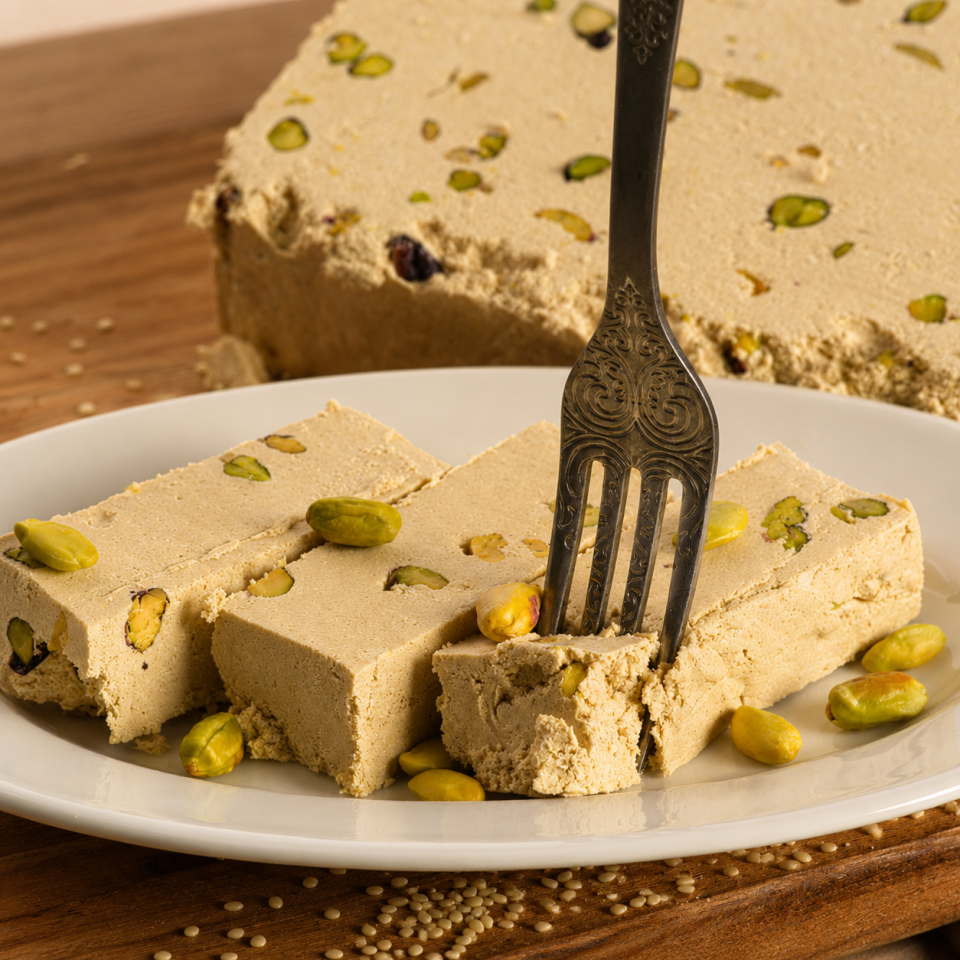 Geleneksel Fıstıklı Helva 500 gr - Taş Değirmen Tahininden El Yapımı