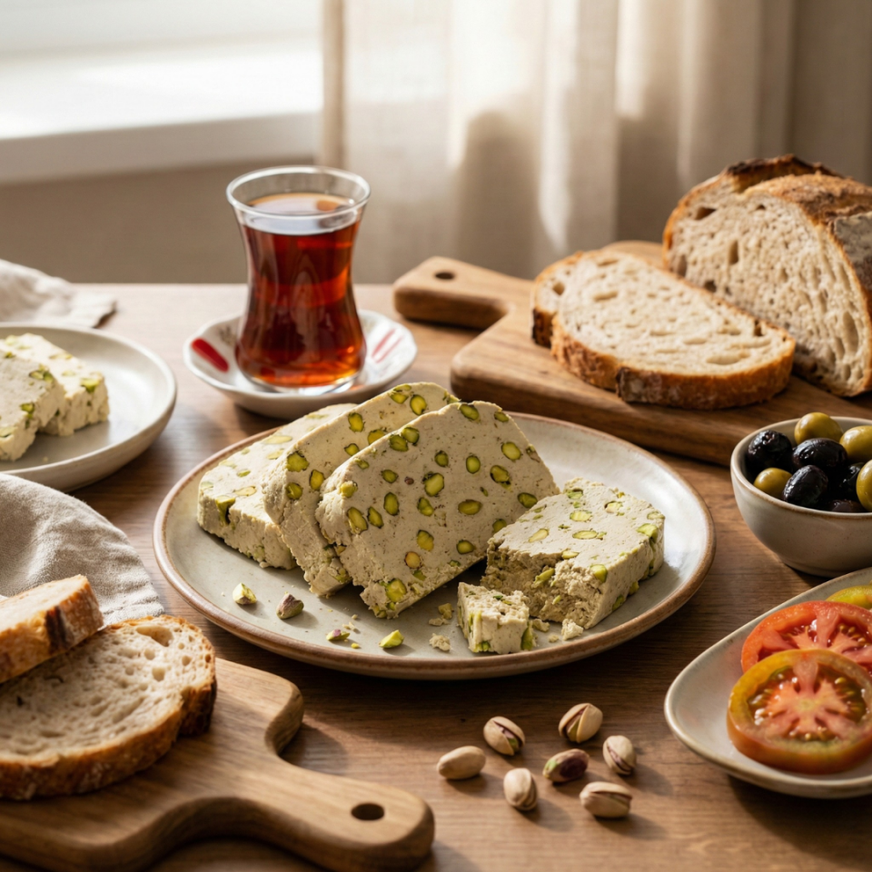 Geleneksel Fıstıklı Helva 500 gr - Taş Değirmen Tahininden El Yapımı