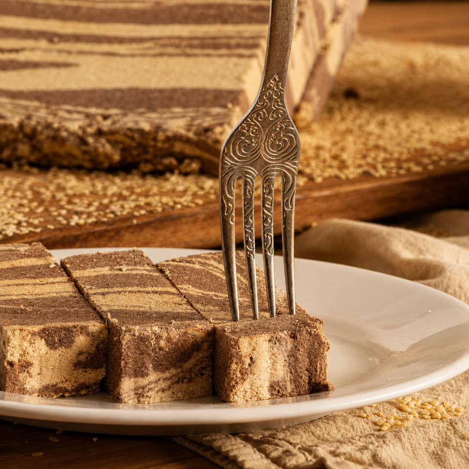 Kakaolu Tahin Helvası 500 gr - Yoğun Kakao Aromalı & Yerli Tahinli