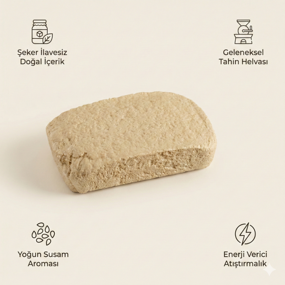 Şeker İlavesiz Sade Tahin Helvası 400 gr - Hurma Suyu ile Tatlandırılmış