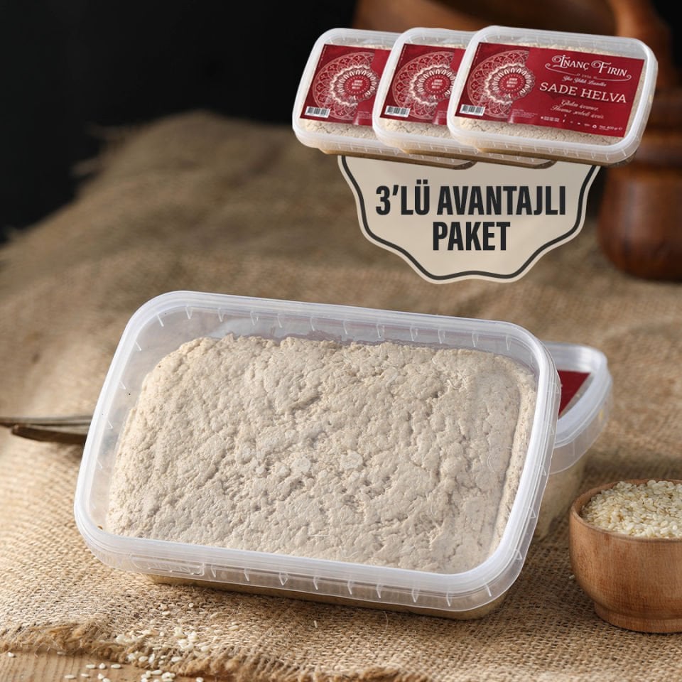 Şeker İlavesiz Sade Tahin Helvası 3'lü Avantajlı Paket