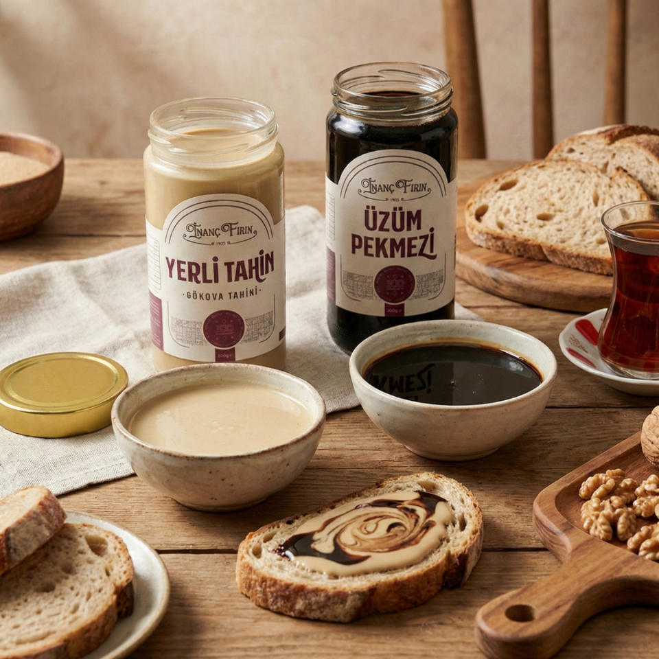 Birlikte Güzeliz Klasik Lezzet İkilisi: Taş Değirmen Tahin (500 gr) ve Doğal Üzüm Pekmezi (600 gr)