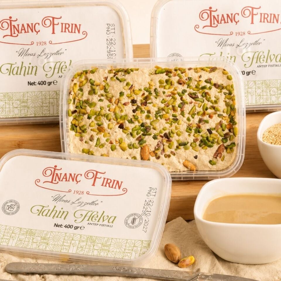 Şeker İlavesiz Fıstıklı Helva 3'lü Set -  (3 x 400 gr) ( Karakılçık Ekmeği Hediye)