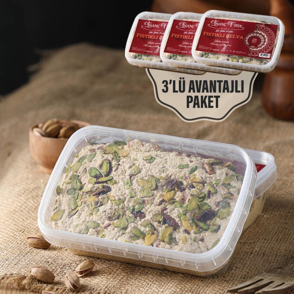Şeker İlavesiz Fıstıklı Tahin Helvası 3'lü Avantajlı Paket