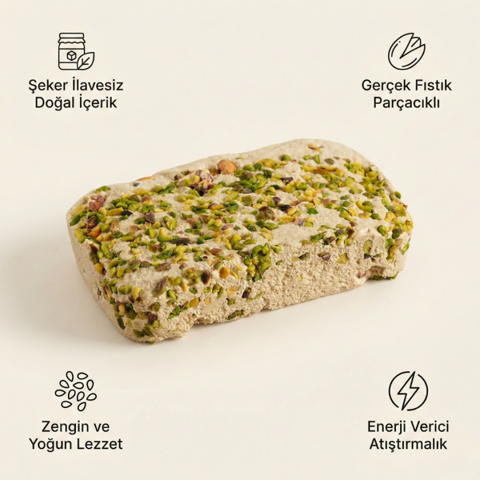 Şeker İlavesiz Fıstıklı Helva 3'lü Set -  (3 x 400 gr) ( Karakılçık Ekmeği Hediye)