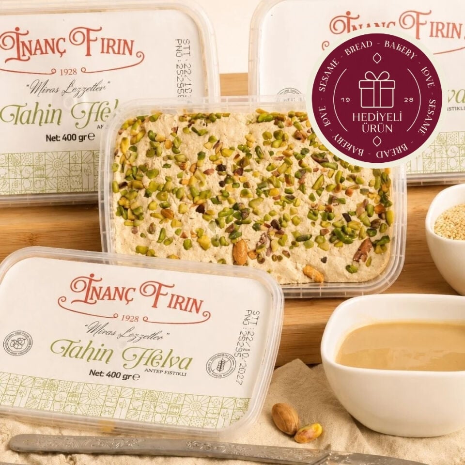 Şeker İlavesiz Fıstıklı Helva 3'lü Set -  (3 x 400 gr) ( Karakılçık Ekmeği Hediye)