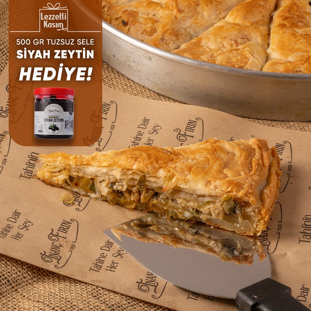 Pırasalı Arnavut Böreği Tepsi (500gr Sele Zeytin Hediye)