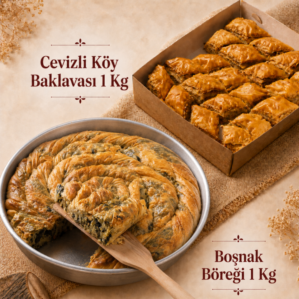 Cevizli Köy Baklavası 1 kg + Boşnak Böreği 1 kg