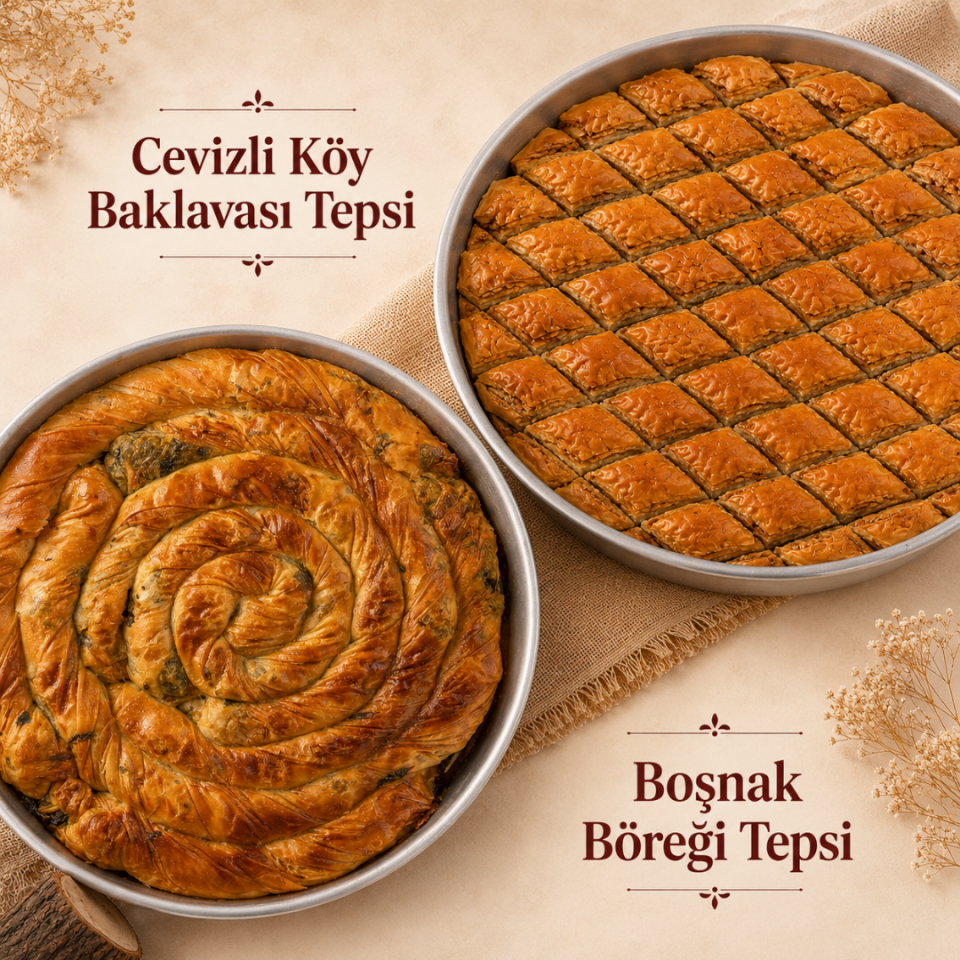 Cevizli Köy Baklavası Tepsi + Boşnak Böreği Tepsi