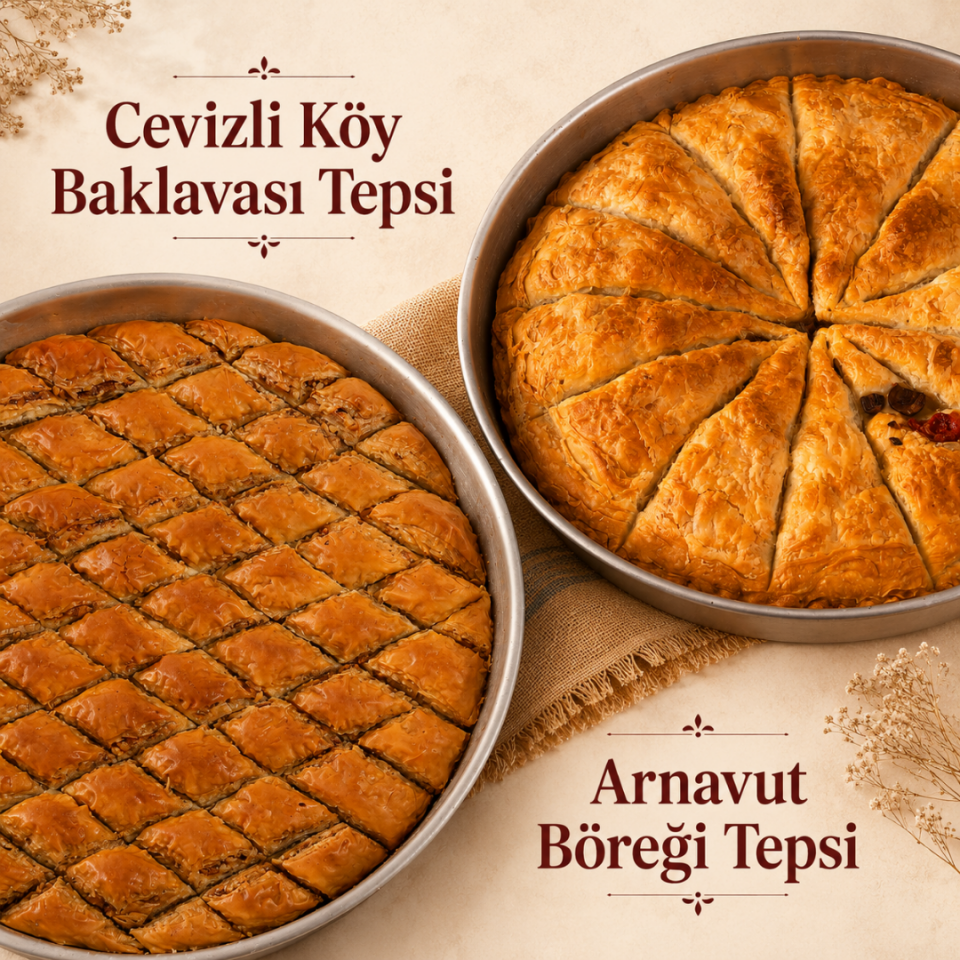 Cevizli Köy Baklavası Tepsi + Arnavut Böreği Tepsi
