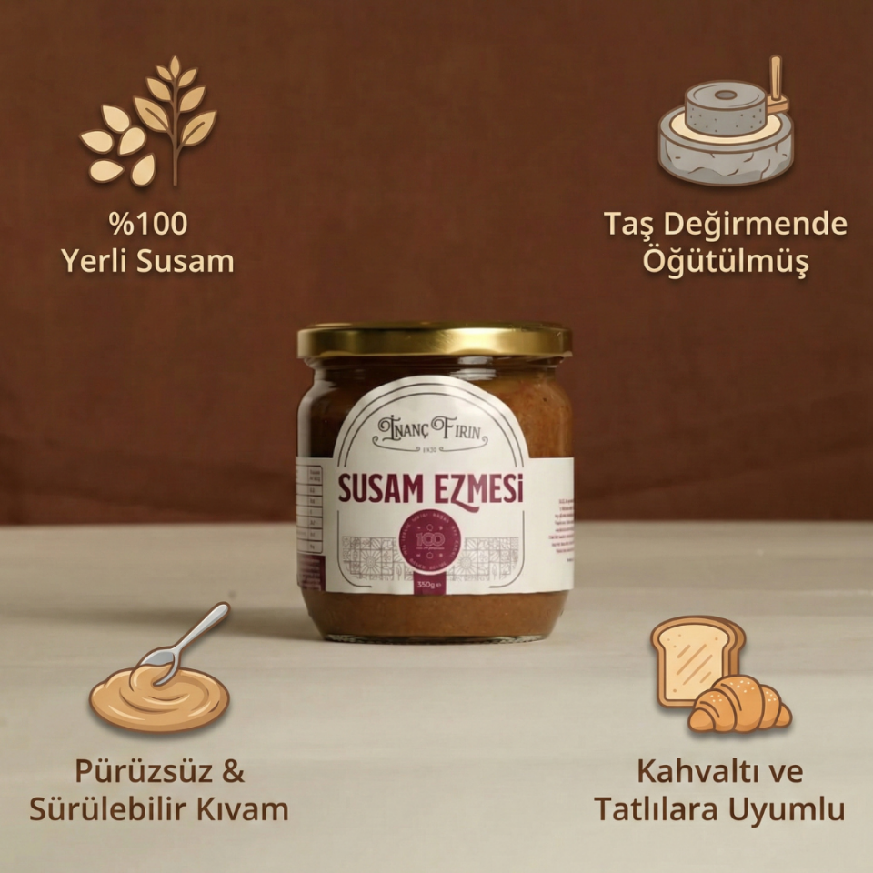 Doğal Susam Ezmesi 350 gr - Taş Değirmende Öğütülmüş Saf Lezzet