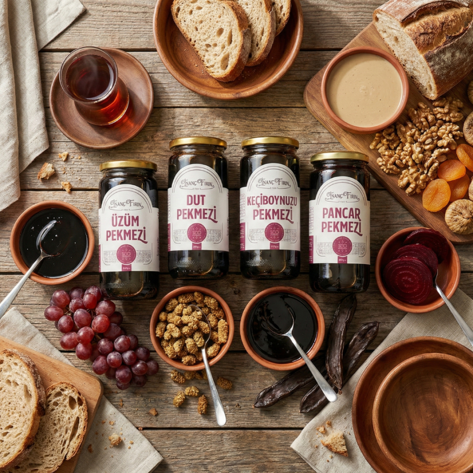 4'lü Pekmez Tadım Seti: Dut, Üzüm, Pancar, Keçiboynuzu - 4 x 600 gr