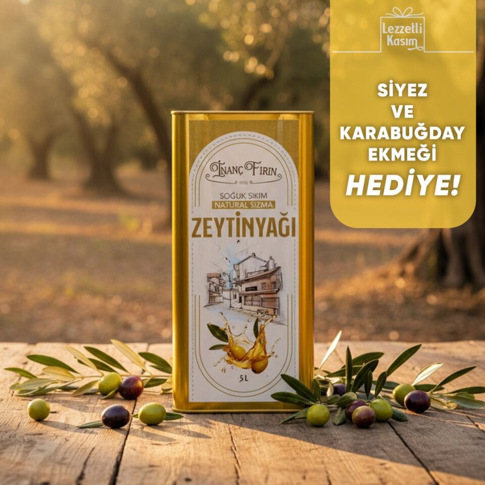 Doğal Sızma Zeytinyağı – 5 Litre (Siyez ve Karabuğday Ekmeği Hediye)