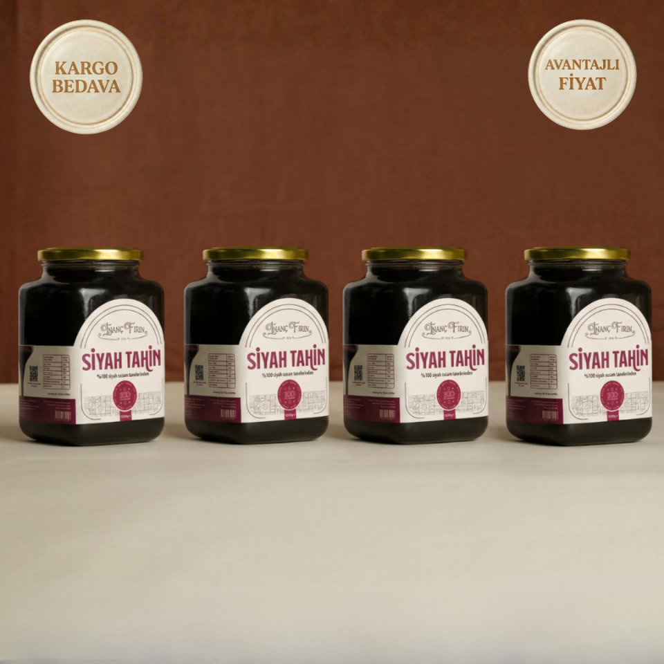 Siyah Tahin Ekonomik Paket - 1 Kg x 4 Adet ( Karabuğday Ekmeği Hediye)