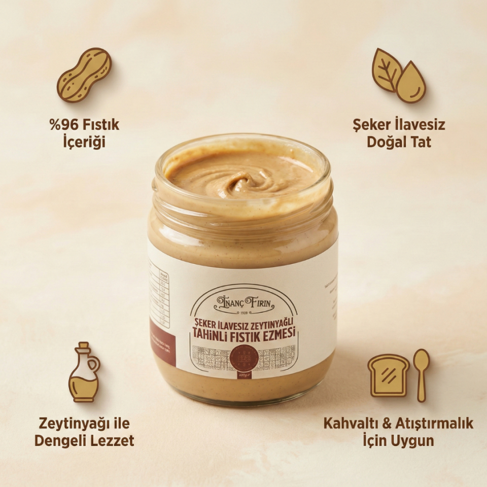 Zeytinyağlı Tahinli  Fıstık Ezmesi 400 gr