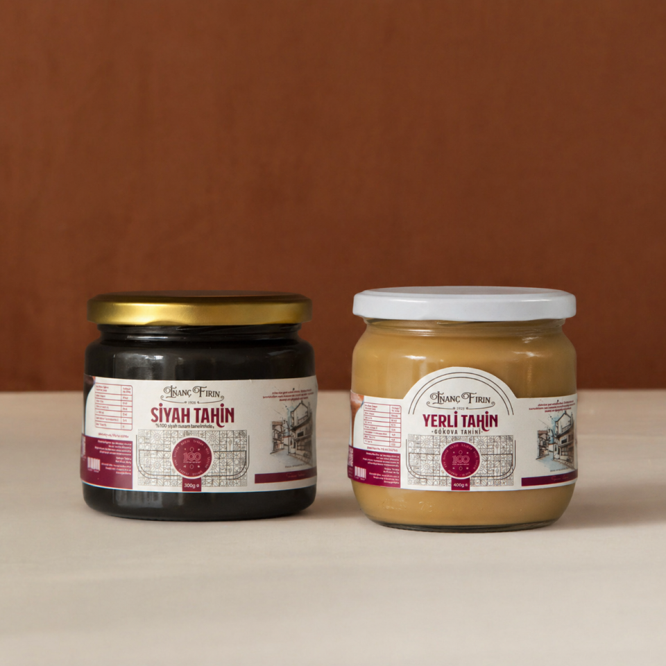 Siyah Tahin 300 gr & Yerli Tahin 400 gr Seti – %100 Susamdan Doğal Tahin Paketi