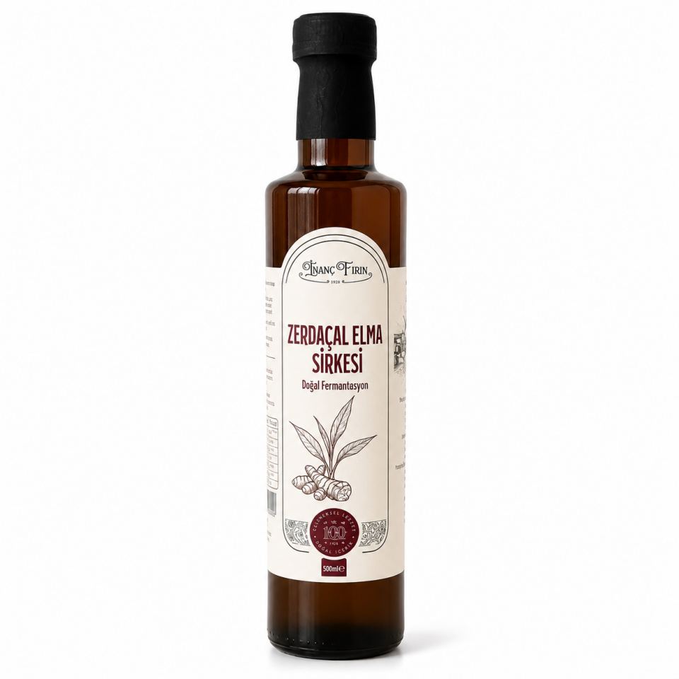 Zerdeçal Elma Sirkesi 500 ml | Doğal Fermantasyonlu Sirke